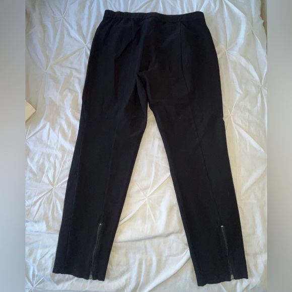 Eileen Fisher Black Straight Leg Stretchy Pants W/ Ankle Zipper SIZE LARGE - Picture 4 of 8